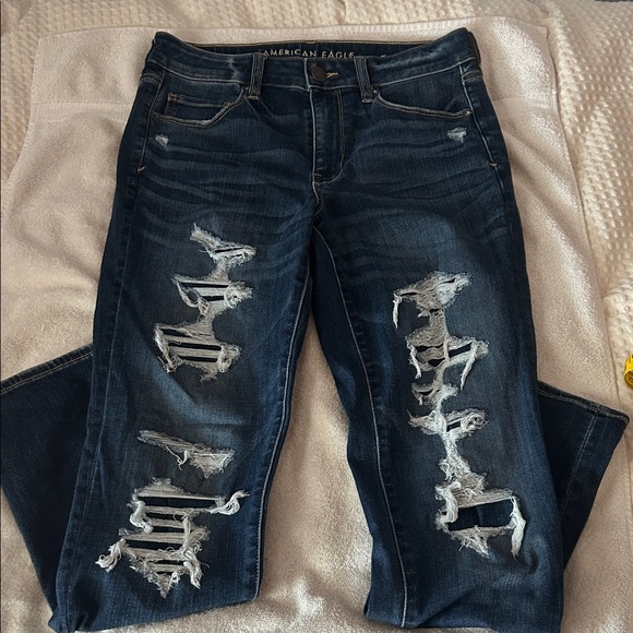 American Eagle Outfitters Denim - American Eagle Outfitters Dark Blue Distressed Skinny Jeans size 12